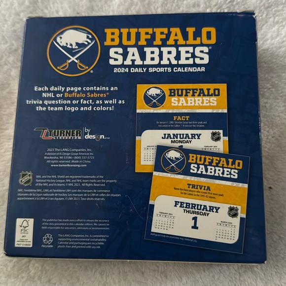 2024 Buffalo Sabres Daily Sports Calendar New in Box - Picture 2 of 4